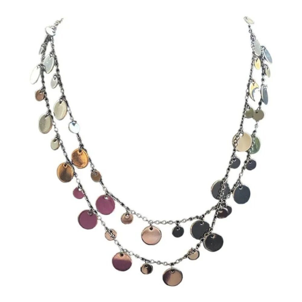 Lia Sophia Retired Panorama Mirror Tassel Wrap Necklace in Gunmetal Grey Long